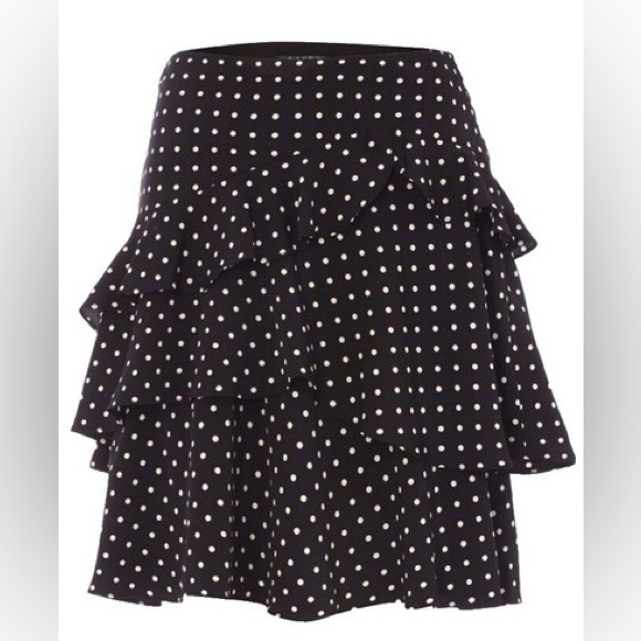 Ralph Lauren Black Polka Dot Ruffle Skirt - Picture 3 of 10